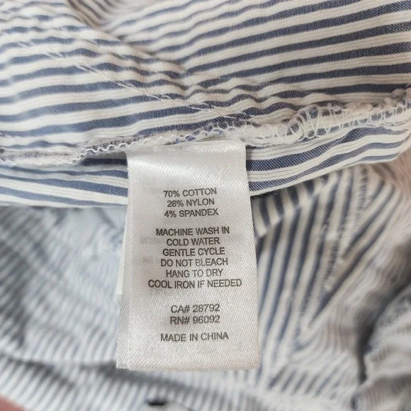 DALIA Size 16W Blue & White Seersucker Cotton Blend Pull On Stretch Crop Pants‎ - Picture 9 of 9